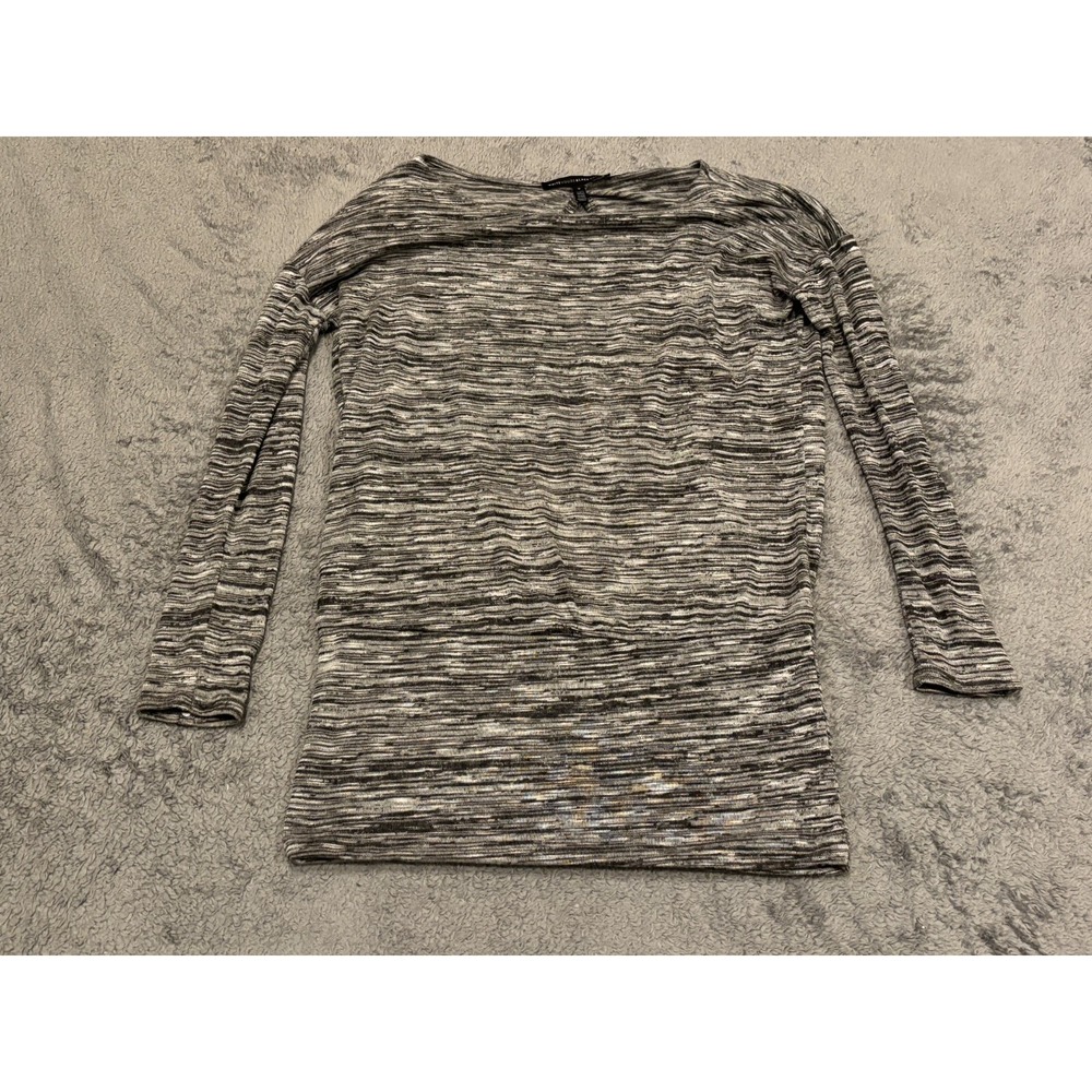White House Black Market Sweater Womens Small Open Back Tunic Gray Long Sleeve